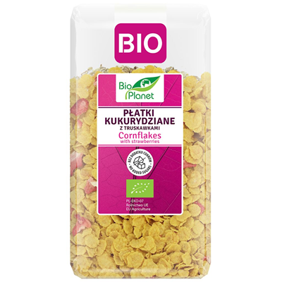 BIO PLANET Płatki kukurydziane z truskawkami BIO 250g