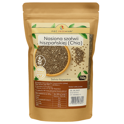 PIĘĆ PRZEMIAN Chia 750g - nasiona szałwii hiszpańskiej bezglutenowe
