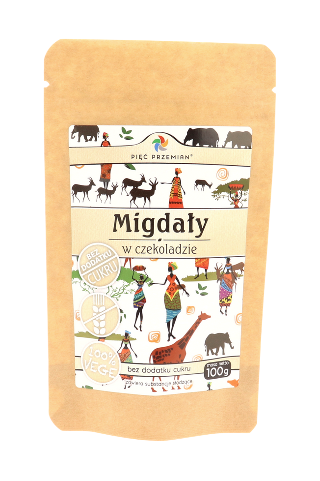 Piec przemian migdaly w czekoladzie bez cukru bezglutenowe 100g