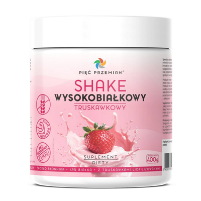 PIĘĆ PRZEMIAN Shake wysokobiałkowy truskawkowy 400g