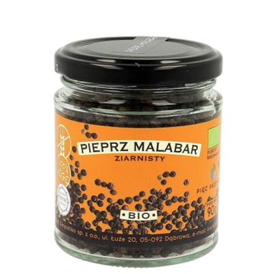 PIĘĆ PRZEMIAN Pieprz czarny Malabar ziarnisty bezglutenowy BIO 90g