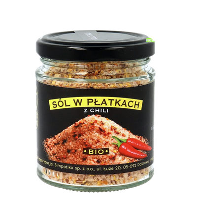 PIĘĆ PRZEMIAN Sól himalajska różowa w płatkach z chili BIO bezglutenowa 85g