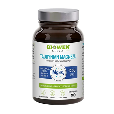 BIOWEN Taurynian magnezu 1200 mg z witaminą B6 (P-5-P) 100 kapsułek