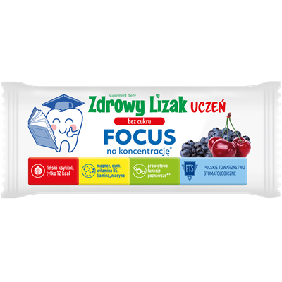 Zdrowy lizak Uczeń bez cukru Focus na koncentrację wiśniowo-jagodowy 1 szt. STARPHARMA