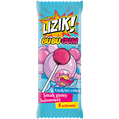 Lizik BUBUGUM lizak bez cukru smak gumy balonowej 1 szt. STARPHARMA