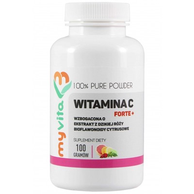 MyVita Witamina C FORTE+ proszek 100g - witamina C + bioflawonoidy + dzika róża