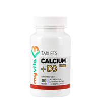 MyVita Calcium + D3 Forte 100tabl. - Cytrynian wapnia 400mg + D3 15mcg