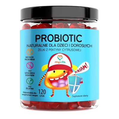 MyVita Żelki Probiotic 120 sztuk (dzieci i dorośli) - naturalne żelki z pektyny cytrusowej