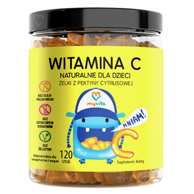 MyVita Żelki Witamina C dla dzieci 120 sztuk - naturalne żelki z pektyny cytrusowej