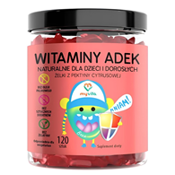 MyVita Żelki Witaminy ADEK 120 sztuk (dzieci i dorośli) - naturalne żelki z pektyny cytrusowej