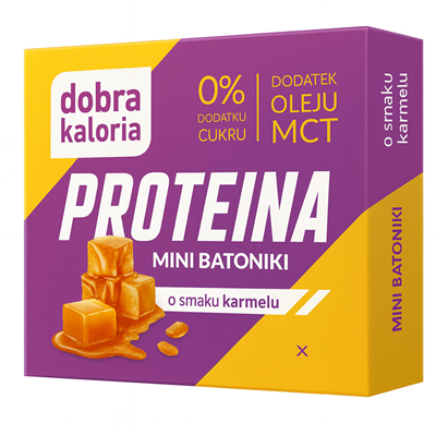 DOBRA KALORIA Mini batoniki PROTEINA z olejem MCT o smaku karmelu 6x17g KUBARA