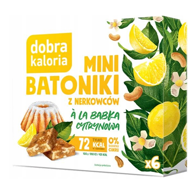 DOBRA KALORIA Mini batoniki a'la babka cytrynowa z nerkowców (6x17g) KUBARA