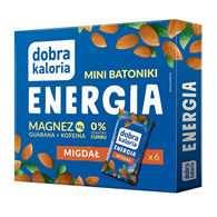 DOBRA KALORIA Mini batoniki ENERGIA migdał + magnez, guarana, kofeina 6x17g KUBARA