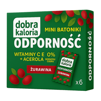 DOBRA KALORIA Mini batoniki ODPORNOŚĆ żurawina + wit. C, E, acerola 6x17g KUBARA