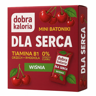 DOBRA KALORIA Mini batoniki DLA SERCA wiśnia + tiamina, magnez, rhodiola 6x17g KUBARA