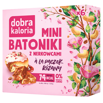 DOBRA KALORIA Mini batoniki a'la pączek różany z nerkowcami (6x17g) KUBARA
