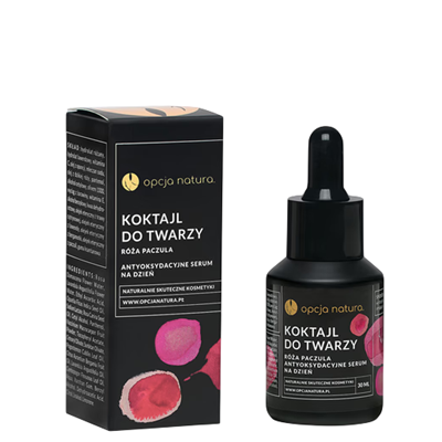 Koktajl do twarzy róża paczula 30ml OPCJA NATURA - antyoksydacyjne serum na dzień