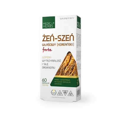 MEDICA HERBS Żeń-szeń właściwy (koreański) forte 400mg, 60 kaps.