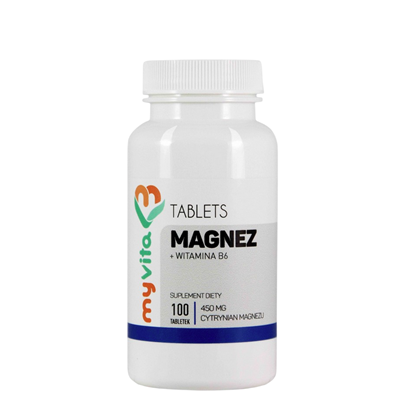 MyVita Magnez + Witamina B6 100tabl. - Cytrynian magnezu 450mg + Wit B6 1,4mg