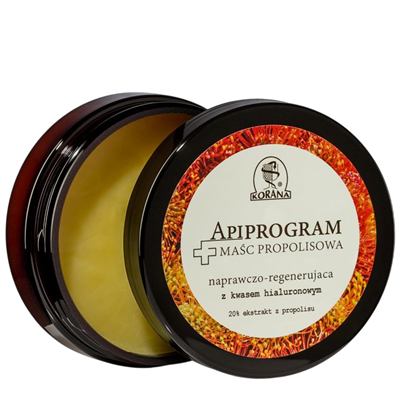 APIPROGRAM Maść propolisowa 20% naprawczo-regenerująca z kwasem hialuronowym 50ml KORANA
