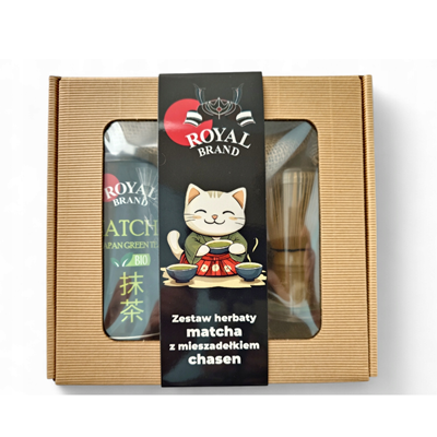 Zestaw matcha BIO 100g + mieszadełko chasen ROYAL BRAND