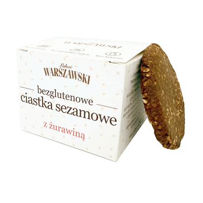 ŁAKOĆ WARSZAWSKI - Ciastka sezamowe z żurawiną bezglutenowe 150g