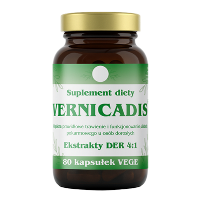 VERNICADIS ekstrakty DER 4:1 80 kaps. - suplement diety - wrotycz, piołun, dziurawiec, goździk, mniszek, kminek, mięta, tymianek