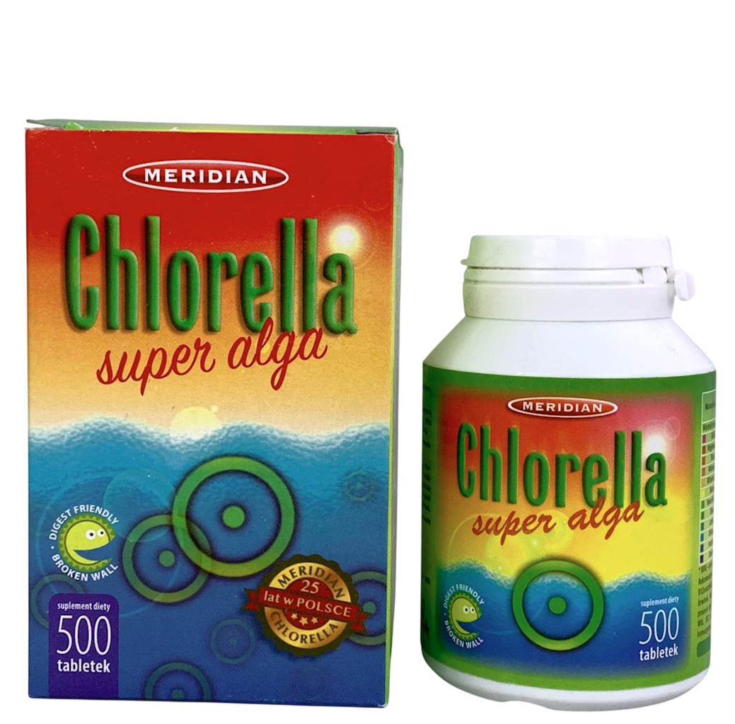 Chlorella algi prasowane 500tabl. (broken cel wall) MERIDIAN