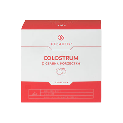 GENACTIV Colostrum z czarną porzeczką saszetki 1000mg, 30 sasz. - bioaktywny liofilizat 2h