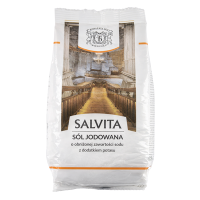 SALVITA Sól jodowana o obniżonej zawartości sodu z dodatkiem potasu 0,5kg