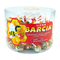 BARTPOL Lizak Barcik z propolisem, miodem i witaminą C o smaku malinowym 60szt. TUBA