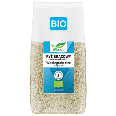 BIO PLANET Ryż brązowy długoziarnisty bezglutenowy BIO 500g