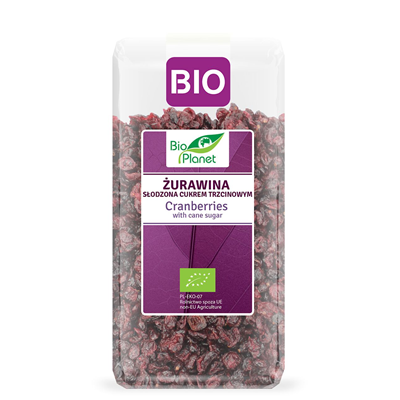 BIO PLANET Żurawina słodzona cukrem trzcinowym BIO 400g