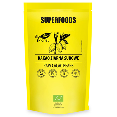 SUPERFOODS Kakao ziarna całe surowe BIO 200g BIO PLANET