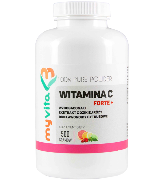 MyVita Witamina C FORTE+ proszek 500g - witamina C + bioflawonoidy + dzika róża