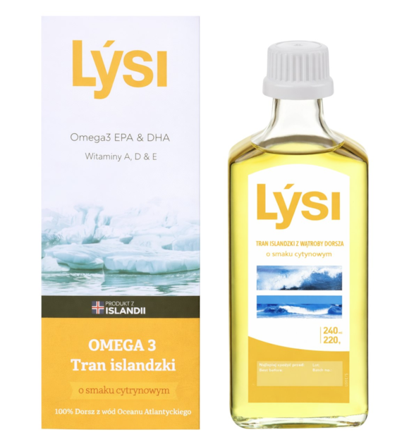LYSI Tran islandzki o smaku cytrynowym 240ml