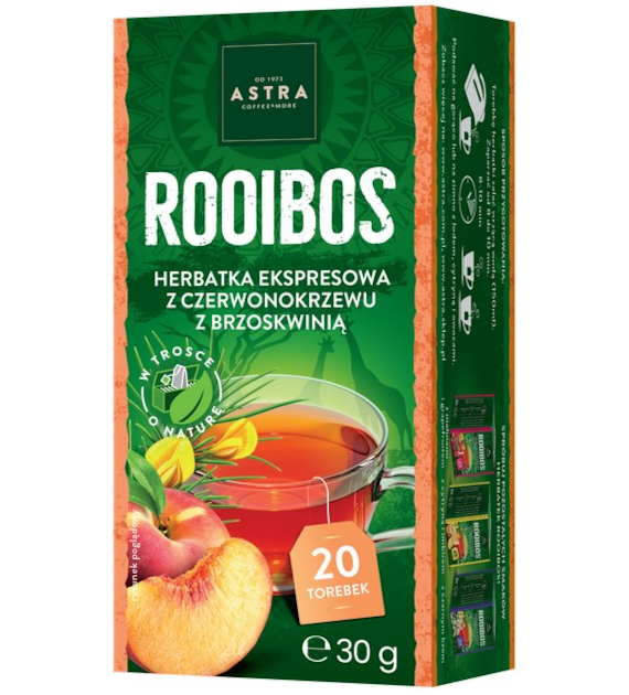 ROOIBOS herbatka z czerwonokrzewu z brzoskwinią 20*1,5g ASTRA