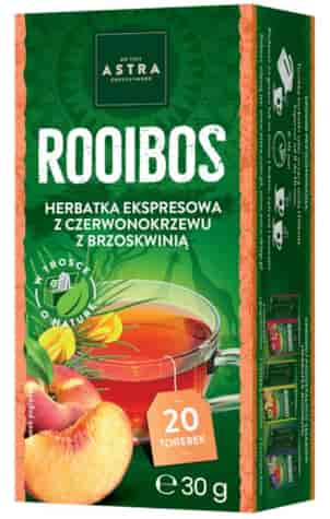 ROOIBOS herbatka z czerwonokrzewu z brzoskwinią 20*1,5g ASTRA