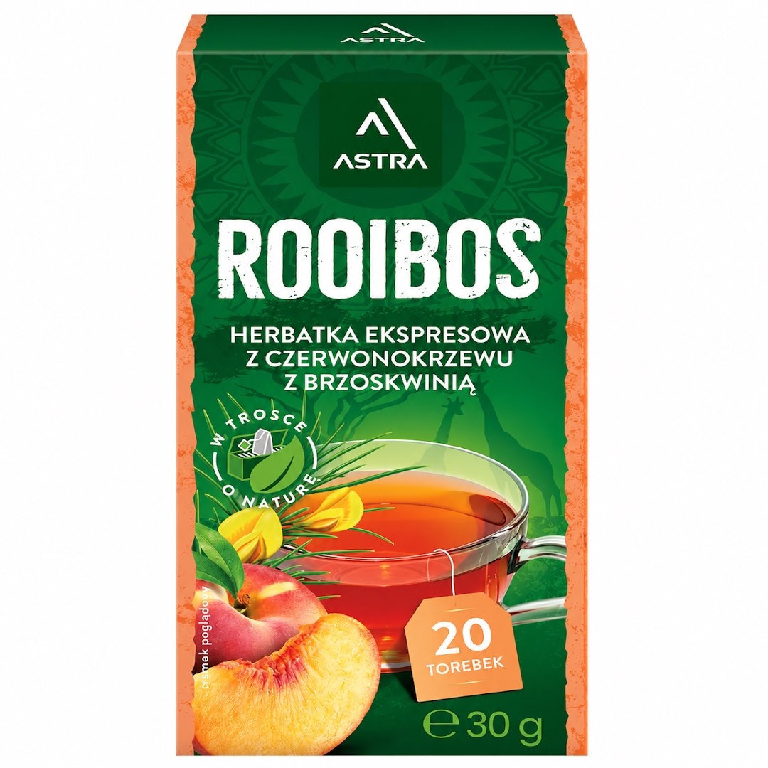 ROOIBOS herbatka z czerwonokrzewu z brzoskwinią 20*1,5g ASTRA