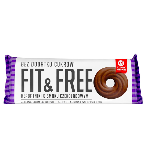FIT&FREE Herbatniki czekoladowe bez cukru 120g CUKRY NYSKIE