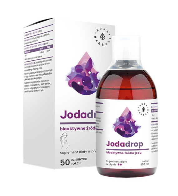 AURA HERBALS JodaDrop w płynie 250ml - bioaktywne źródło jodu