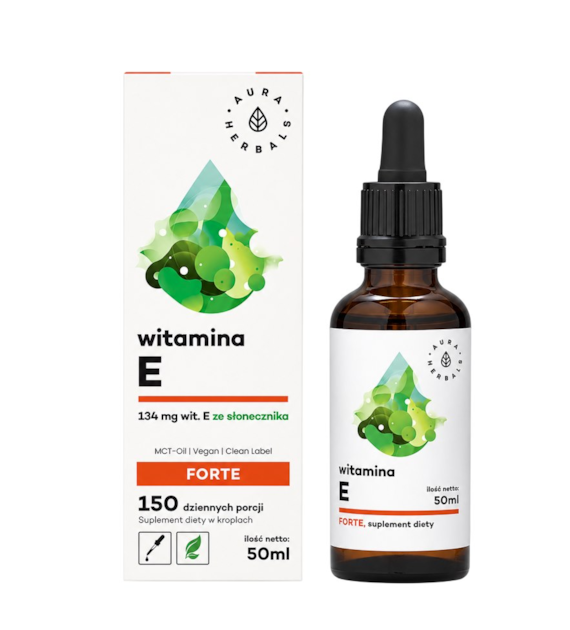 AURA HERBALS Witamina E Forte (200 IU) na oleju MCT - krople 50ml