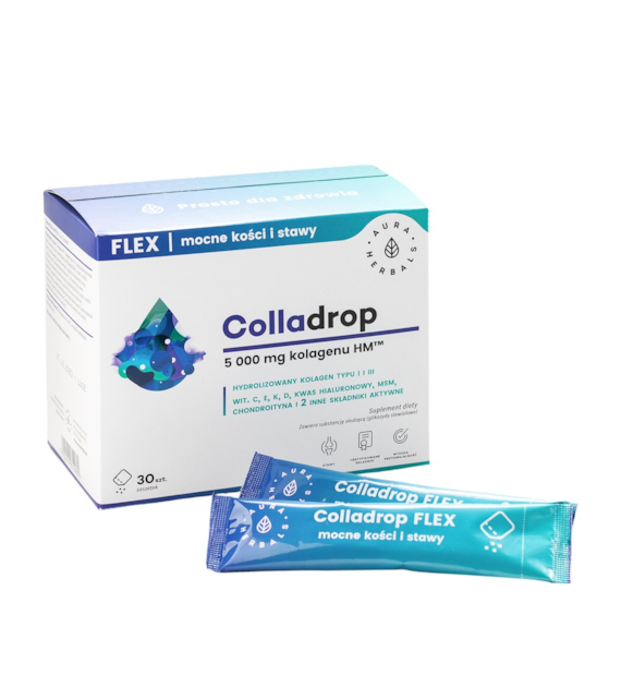 AURA HERBALS Colladrop FLEX saszetki - kolagen morski 5000 mg, 30 sasz.