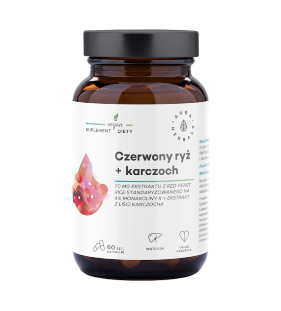 AURA HERBALS Czerwony ryż + karczoch 60 veg. kaps. (2,8mg monakoliny)