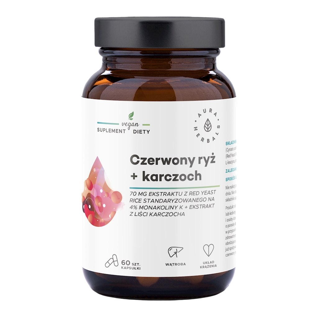 AURA HERBALS Czerwony ryż + karczoch 60 veg. kaps. (2,8mg monakoliny)