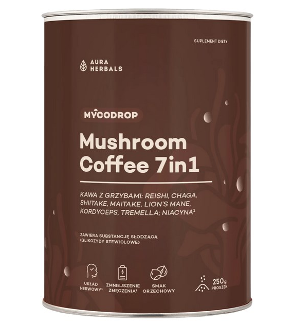 AURA HERBALS Mycodrop Mushroom Coffee 7w1 250g - kawa z grzybami