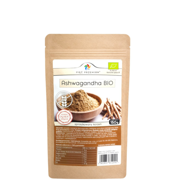 PIĘĆ PRZEMIAN Ashwagandha bezglutenowa BIO 150g