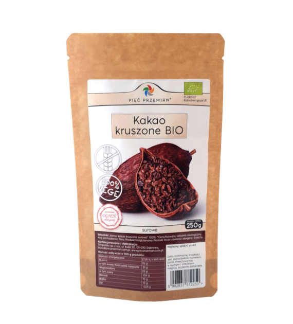 PIĘĆ PRZEMIAN Kakao kruszone surowe BIO 250g