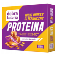 DOBRA KALORIA Mini batoniki PROTEINA z niskim IG o smaku karmelu + olej MCT 6x17g KUBARA