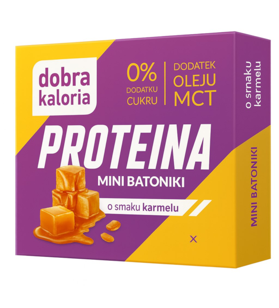 DOBRA KALORIA Mini batoniki PROTEINA z olejem MCT o smaku karmelu 6x17g KUBARA